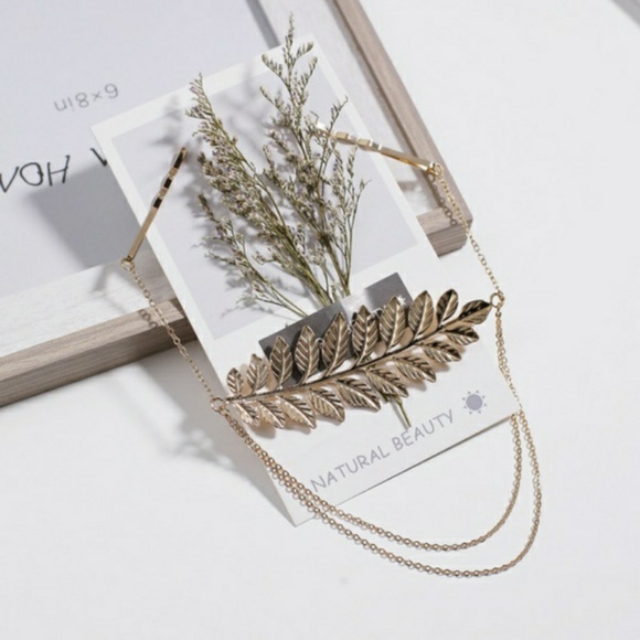 1 leftNwt golden leaf pattern dangling hair charm - Picture 4 of 5